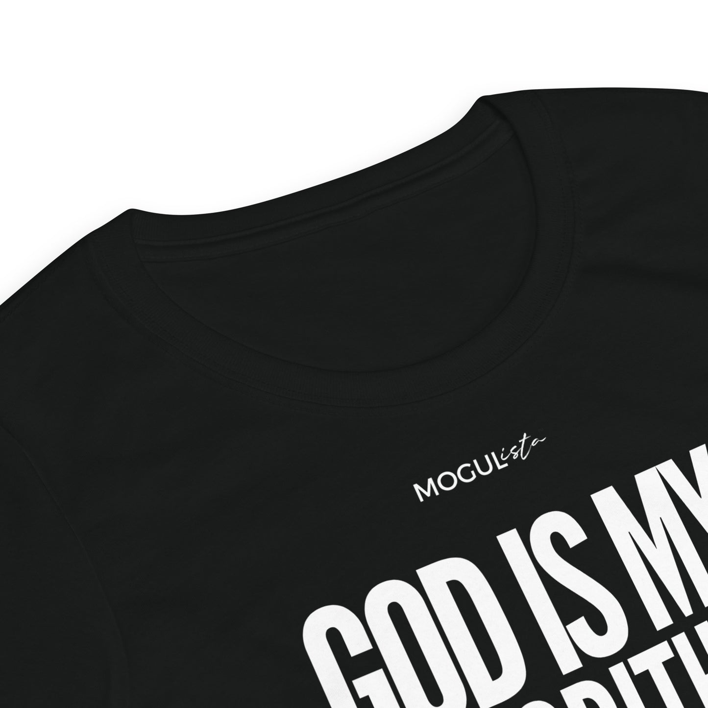 MOGULista™ "GOD IS MY ALGORITHM™" B&W Women's Short Sleeve Fashion Fit T-shirt