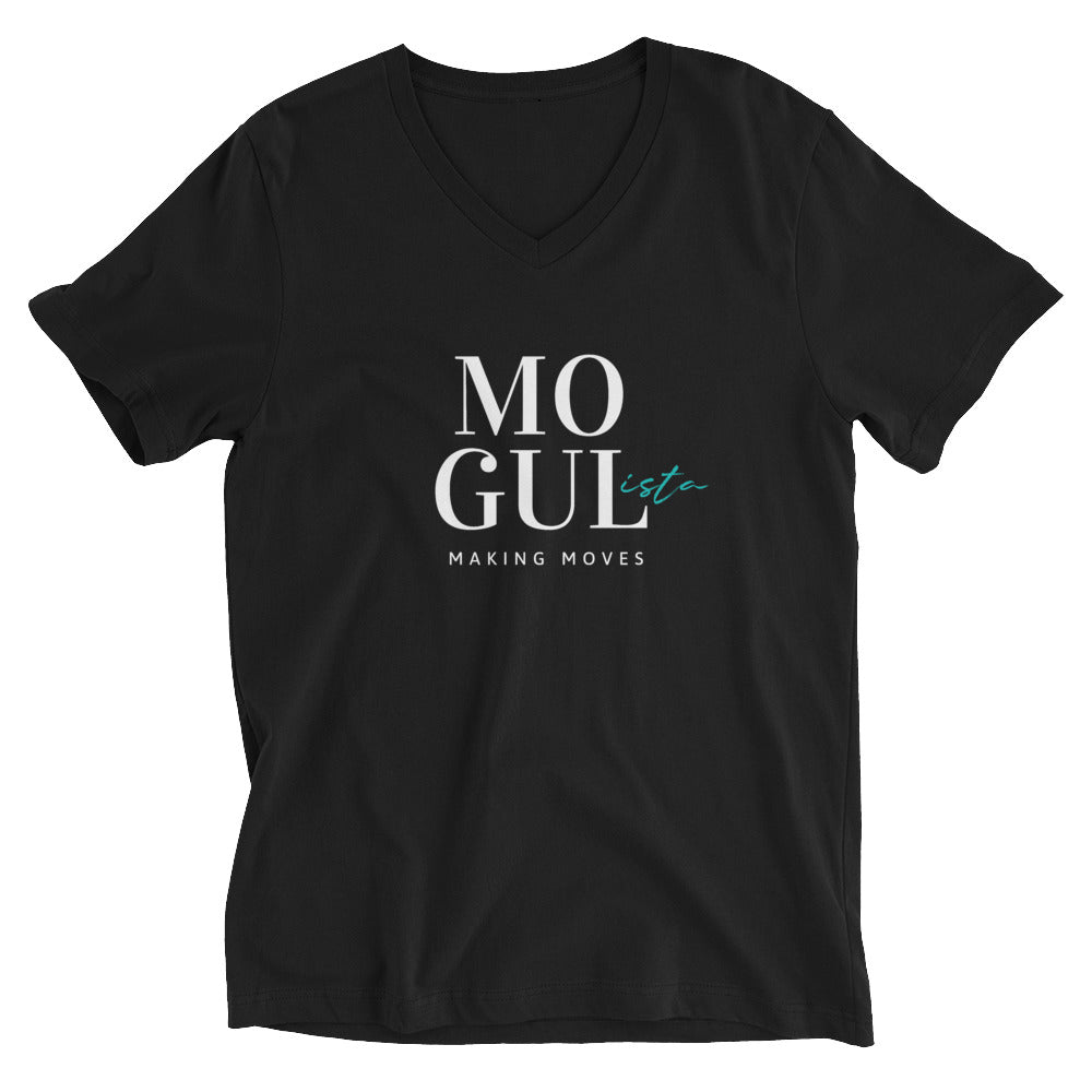 Black "VOGUish" Unisex Short Sleeve V-Neck T-Shirt